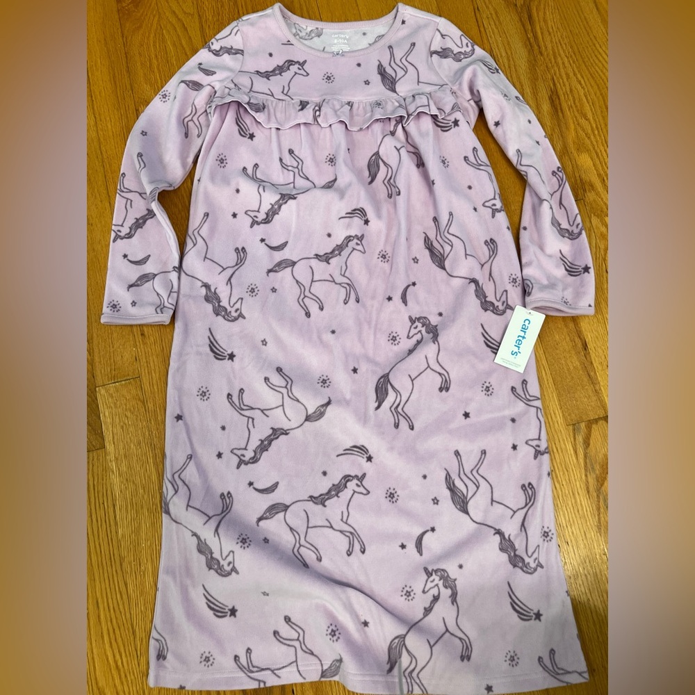Carter's Lavender Horse Print Nightgown unicorn